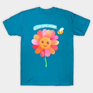 I Love You Mum Flower and Honey Bee Art T-Shirt